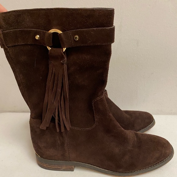 Michael Kors Rhea Fringe Brown Boots - Picture 3 of 10